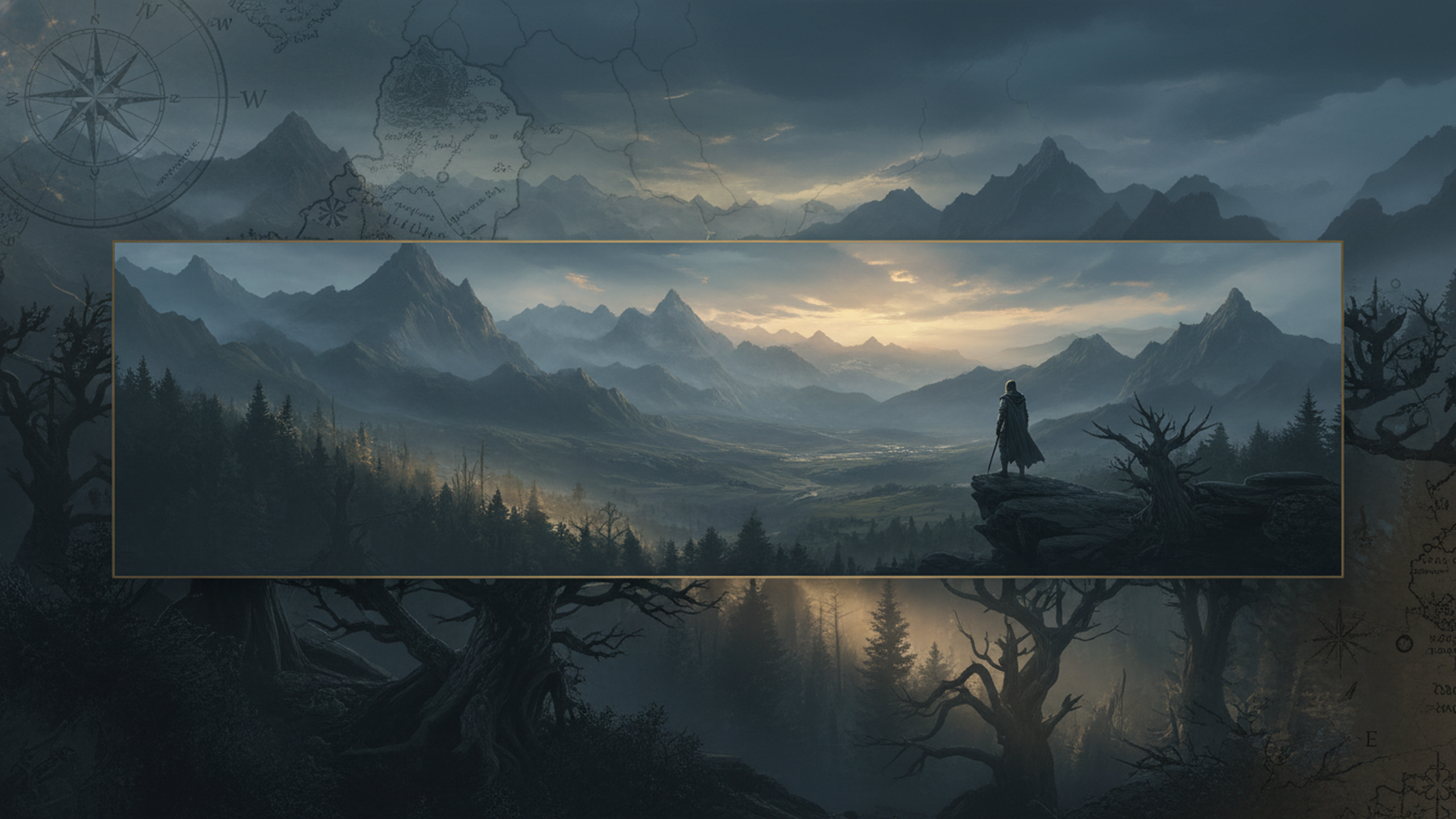 A ranger surveys the misty mountains of Middle-earth