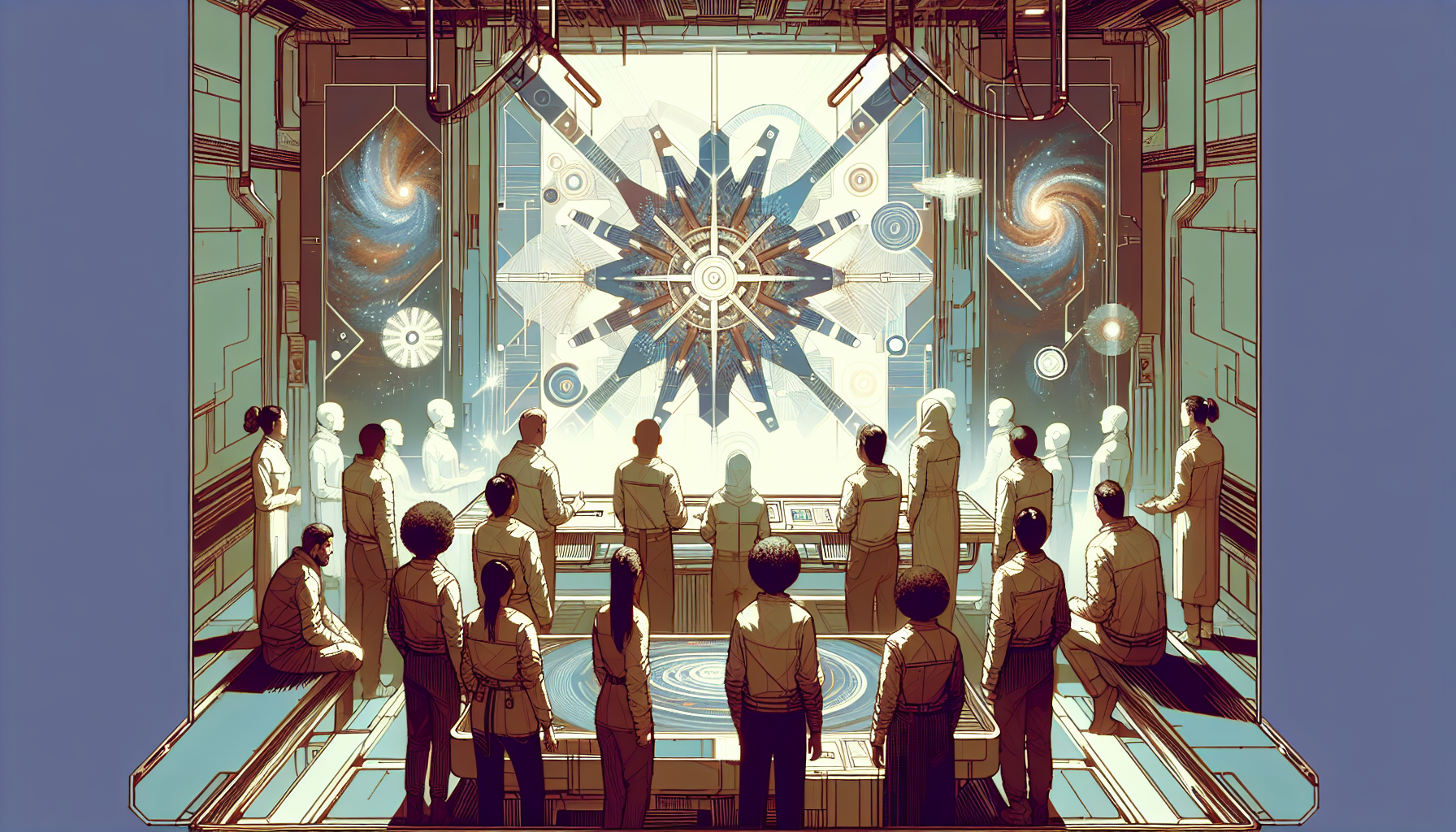 The crew of the Prometheus gathers in reflection, united by the success of their mission to rebirth the universe.