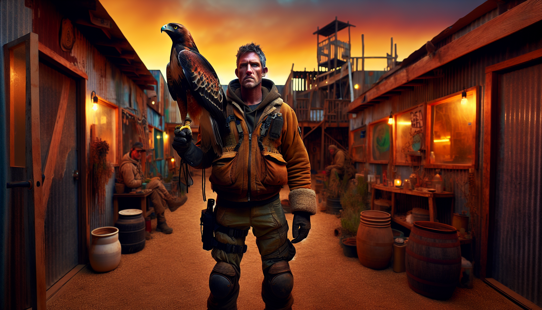 Victor and Caballito patrol the sanctuary at sunset, symbolizing hope and harmony.