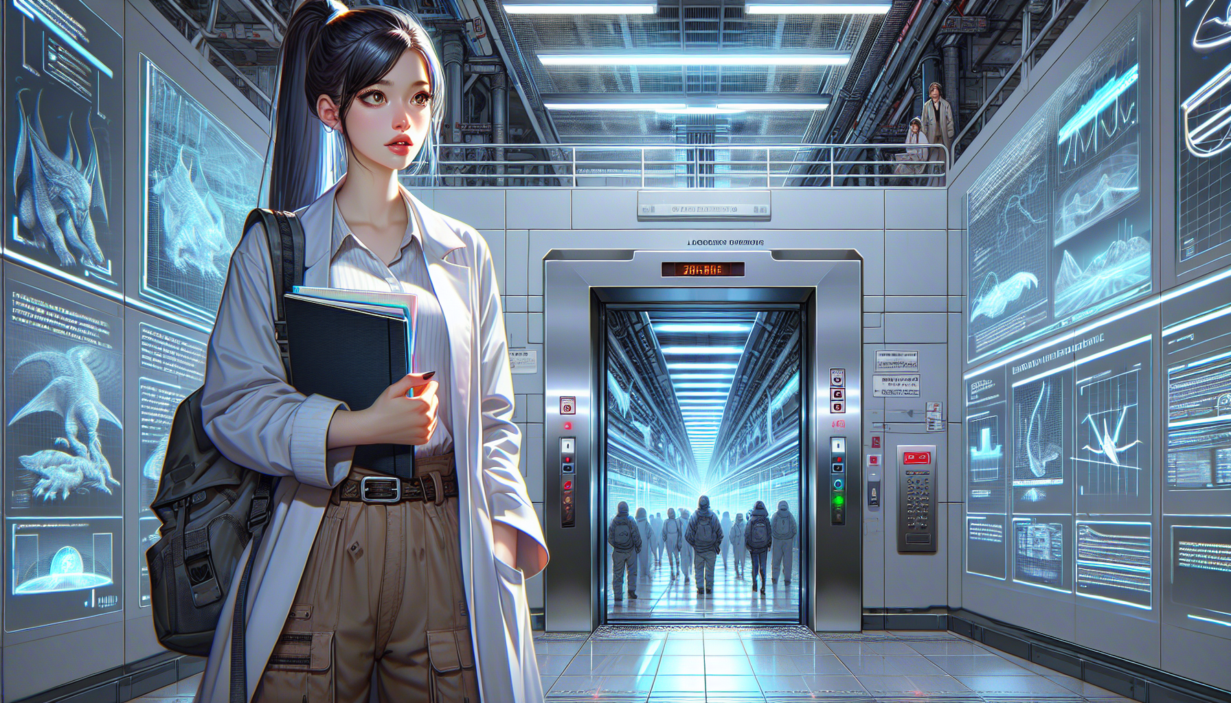 Aria looks in awe at the high-tech surroundings of Enigma Academy.