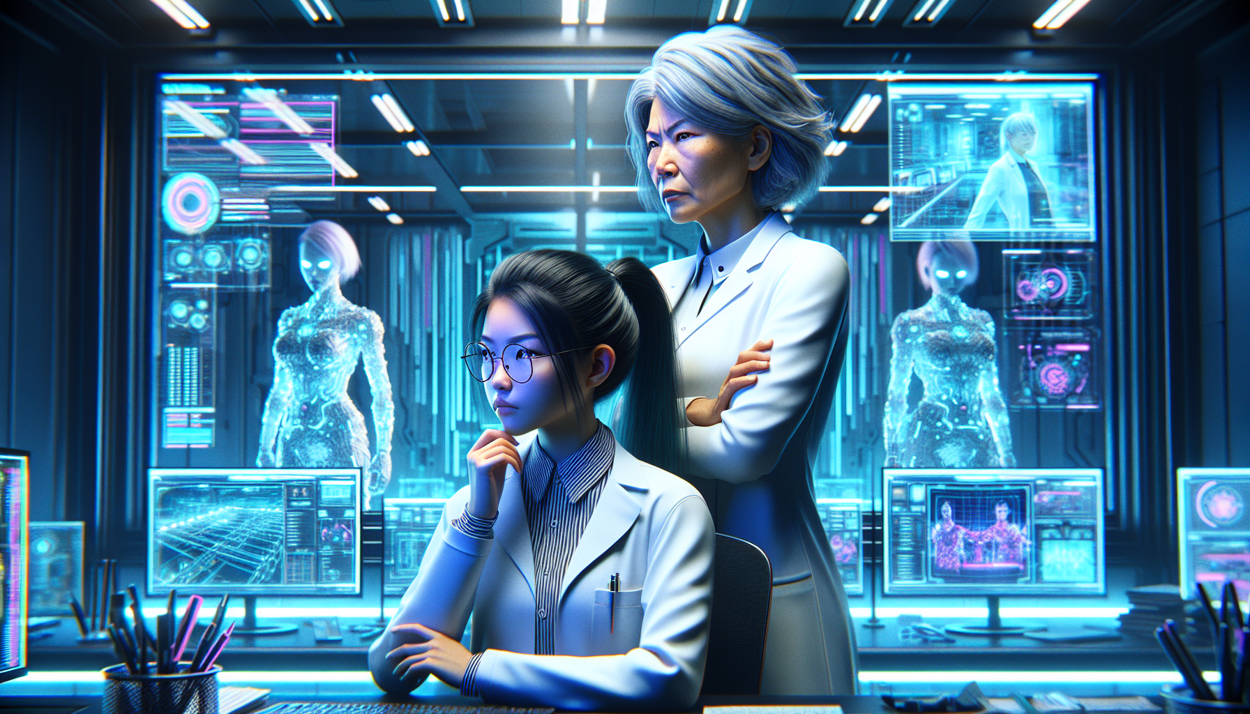 Aria confronts Dr. Marsh about Operation Titan's Echo in her office.