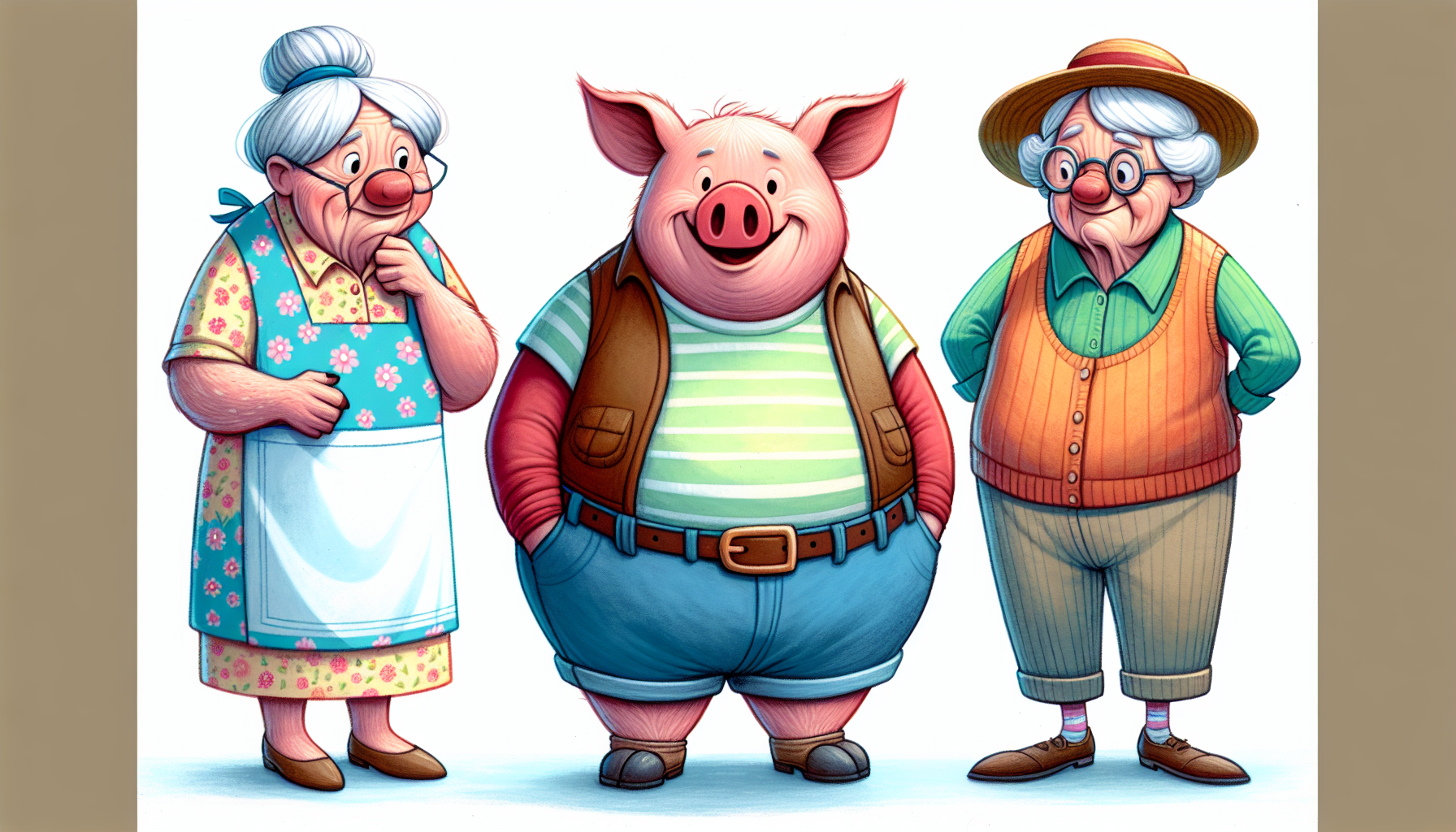 Giant pigs return to normal size after drinking the shrinking potion, under the watchful eyes of the townspeople.