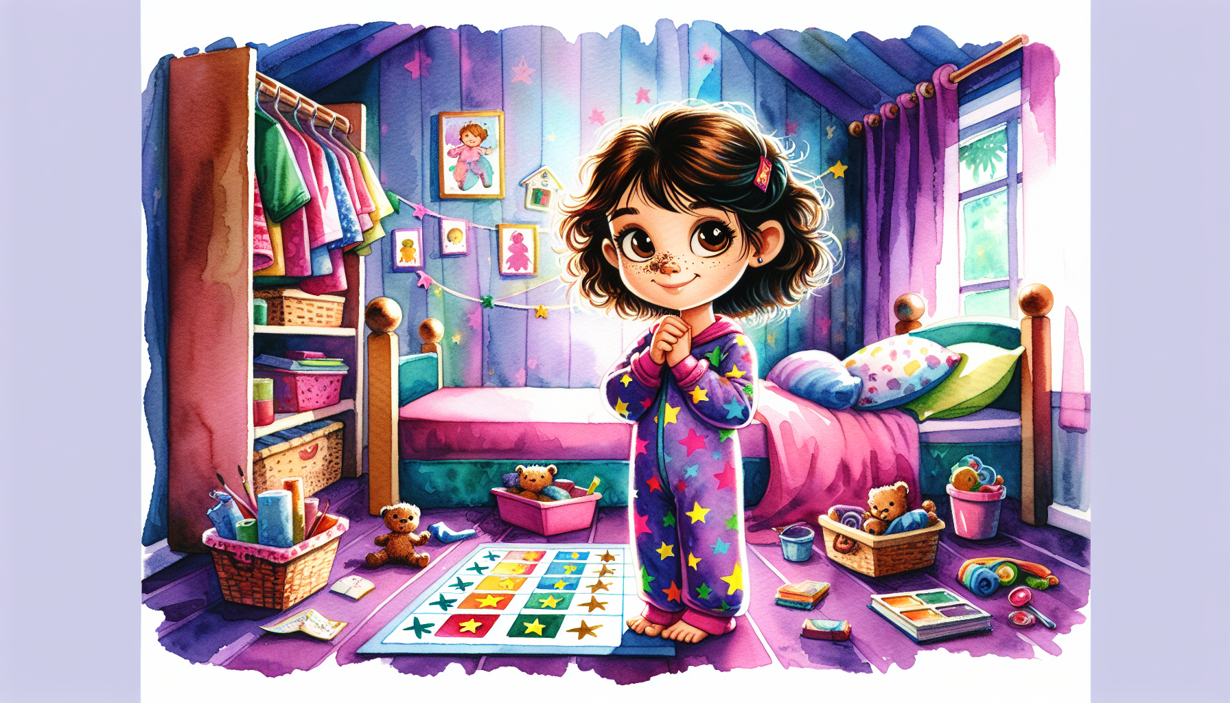 Betsy creates a 'No-Sock-Monster Zone' chart to keep her room tidy.