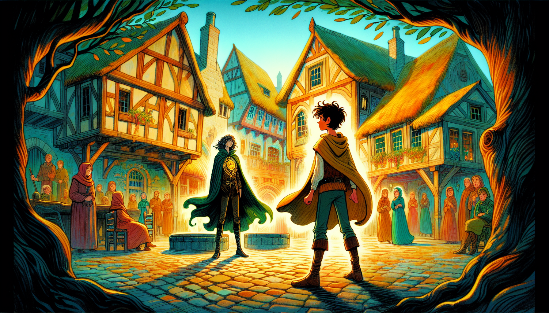 Milo confronts Enthor in the shadowy village square.