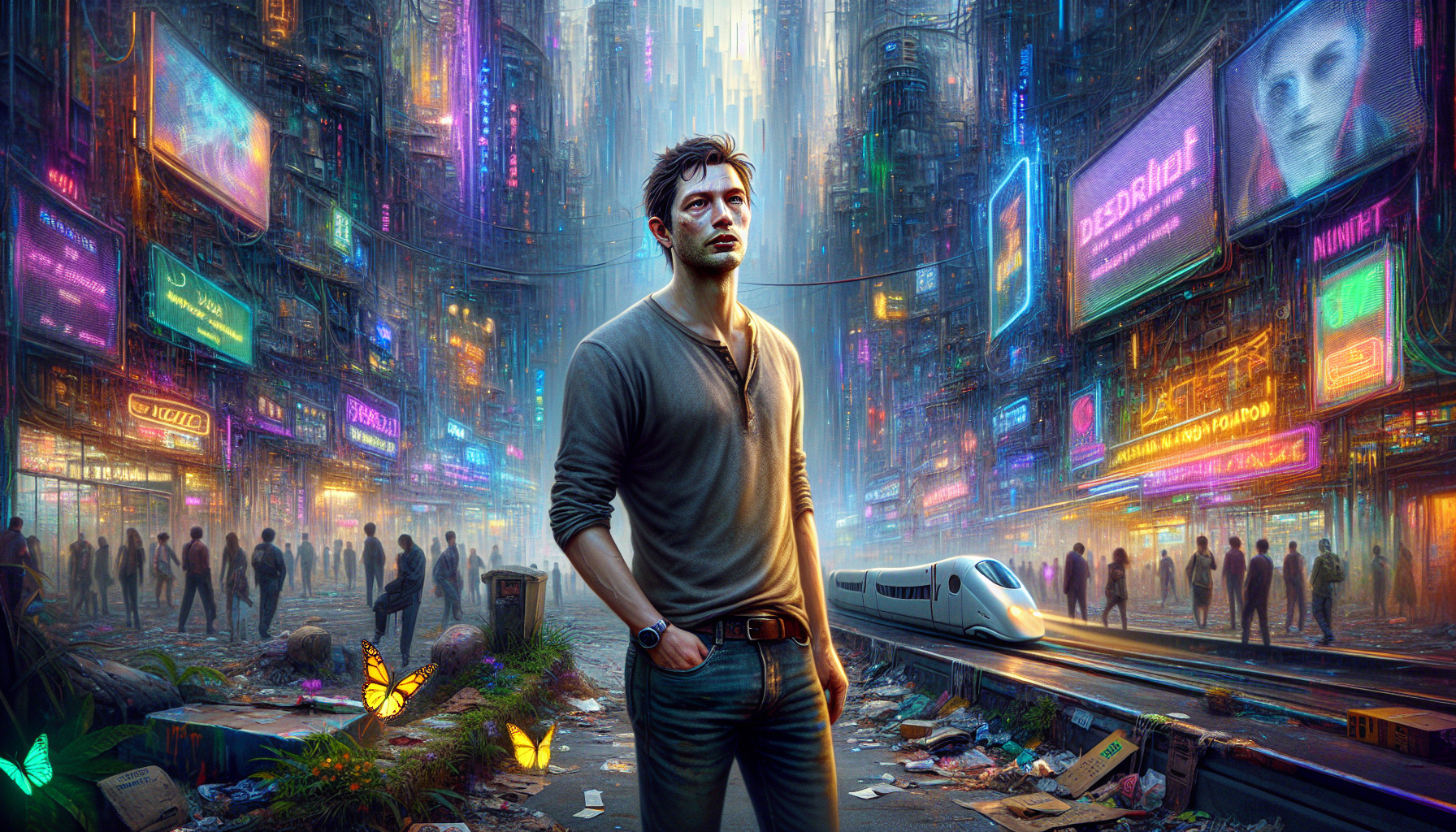 Daniel watches a butterfly in the city streets, realizing the small changes he made are building towards something bigger.