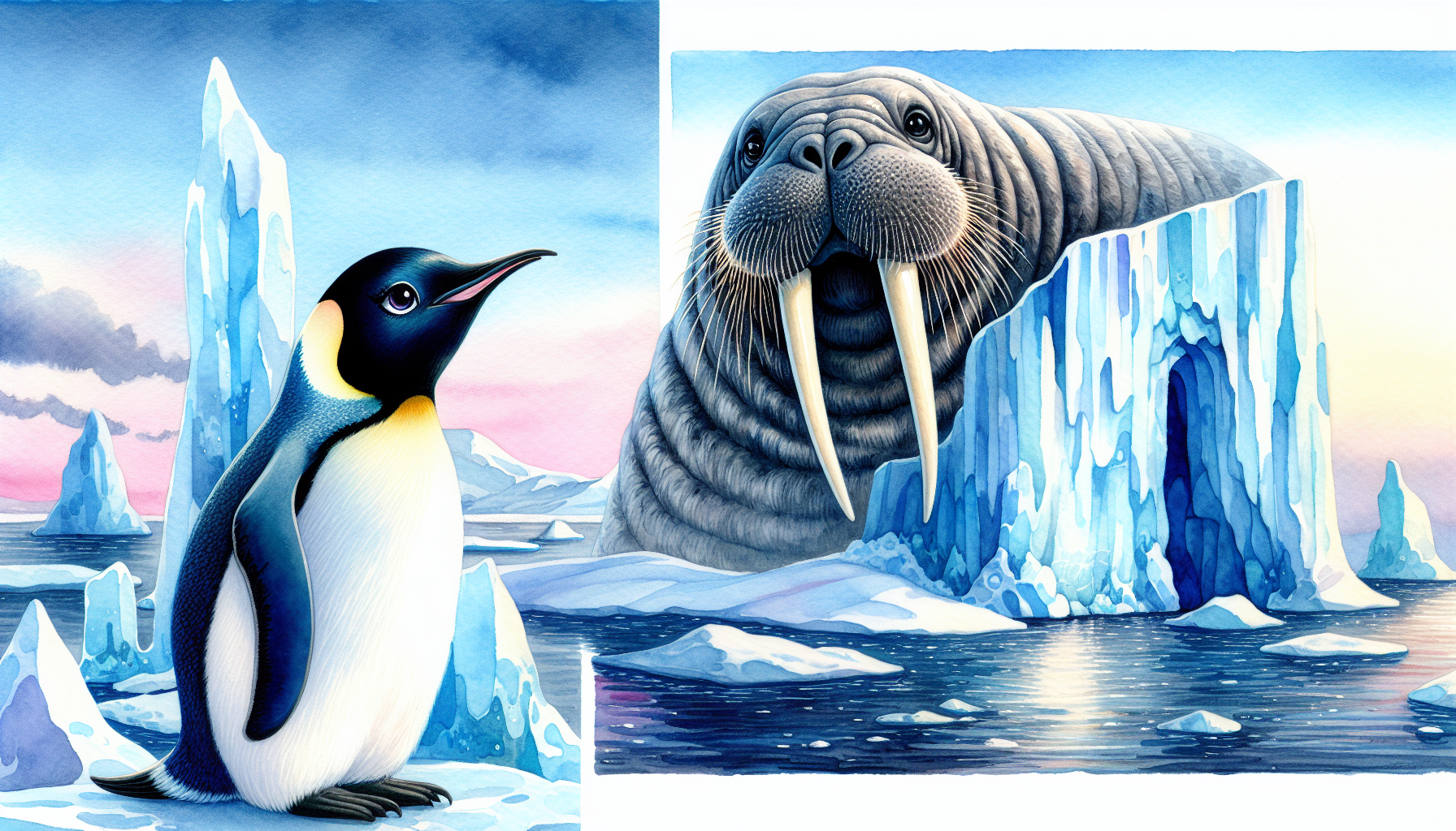 Penny talks to Wally the Wise Walrus at the ancient ice cliffs, asking him to coach her soccer team.