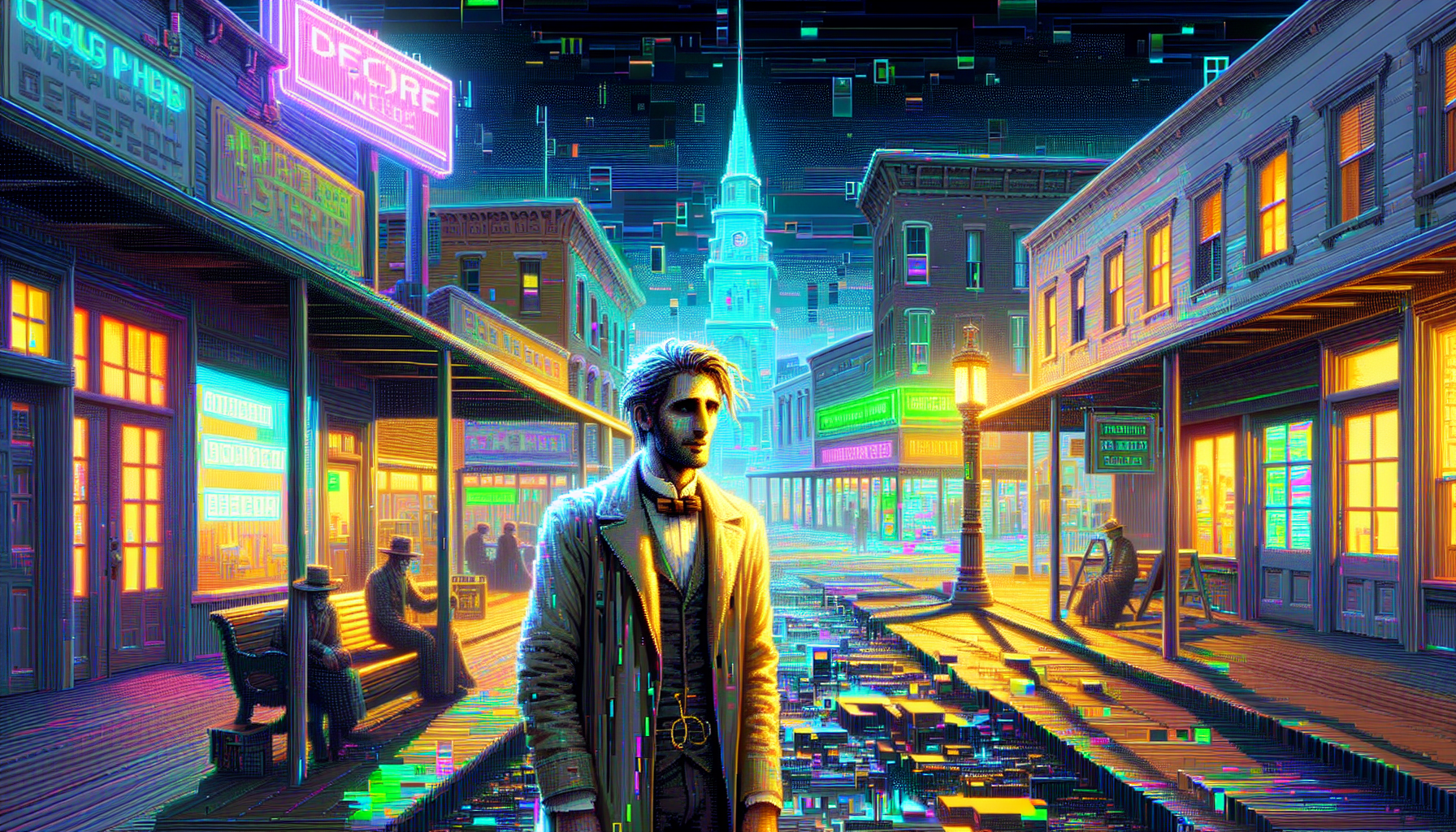 Jake witnesses NPC-like behavior in the town square.