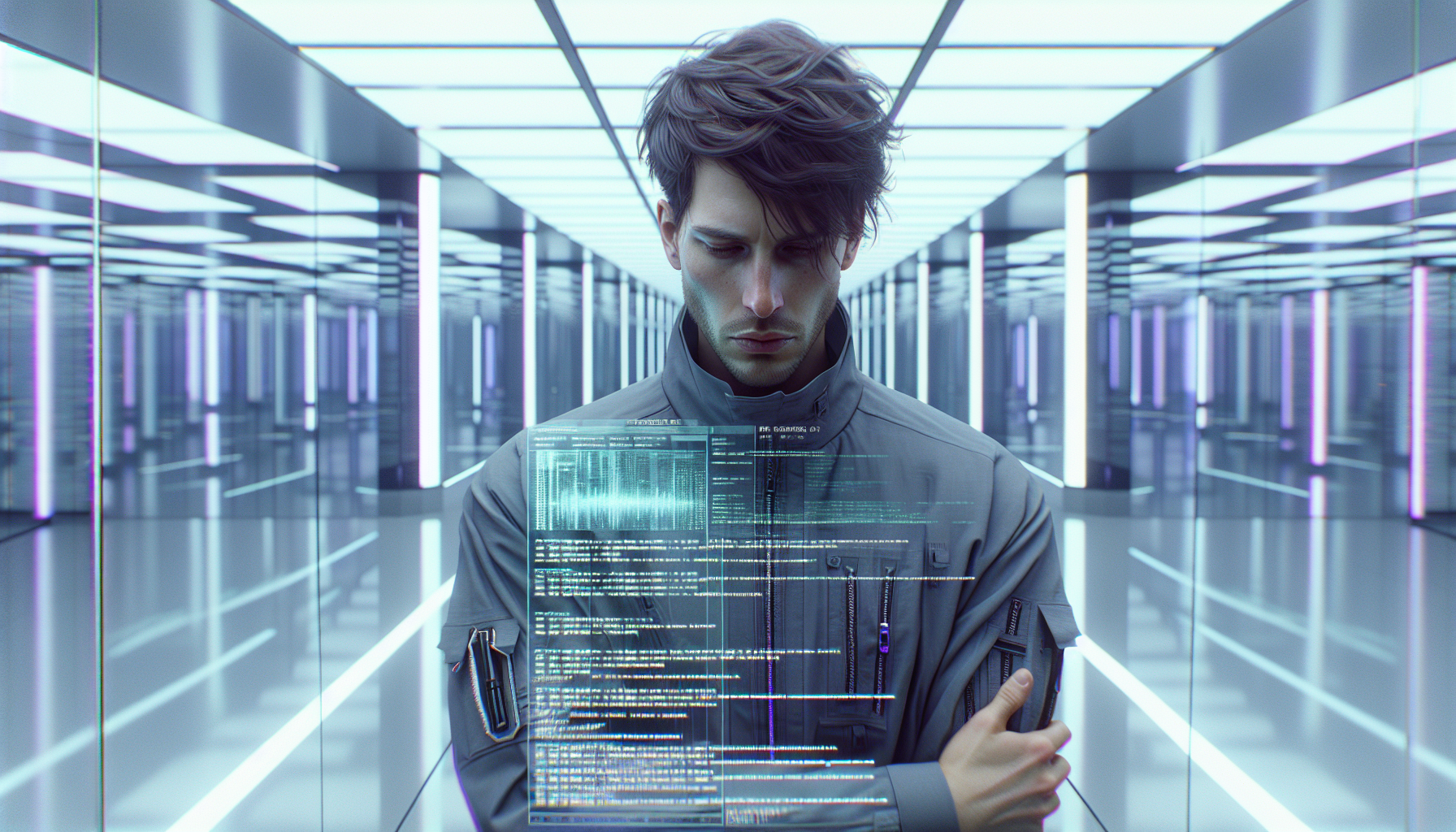 Jake fights through digital threats using coding abilities.