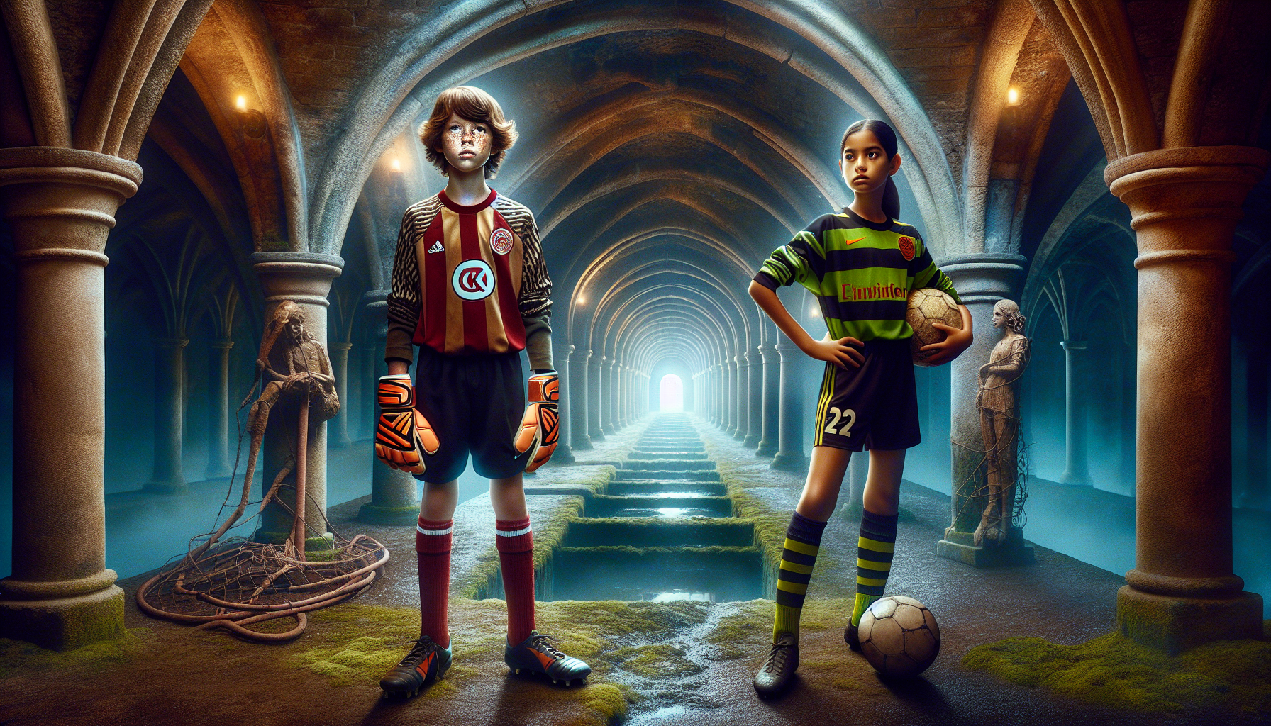 Oliver and Emma stand before the entrance to the underground tunnels.