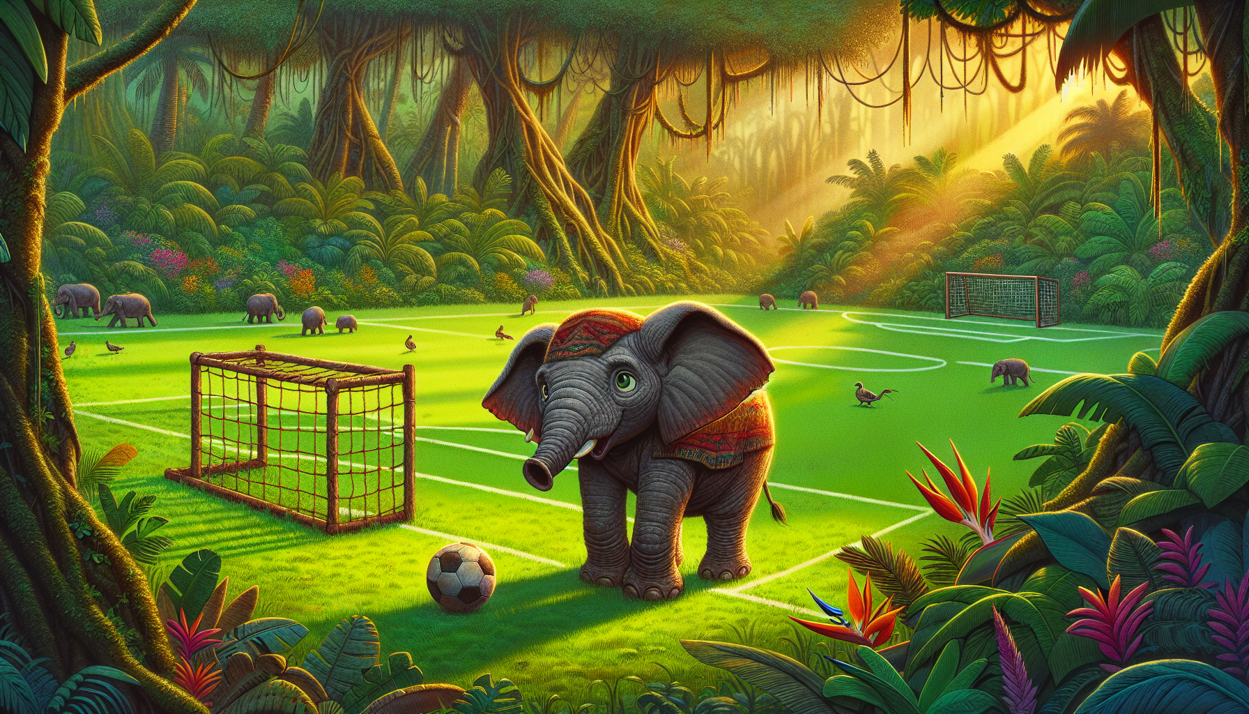 A nervous Ellie arrives at the dew-covered soccer pitch, surrounded by actively preparing teammates on the game day.