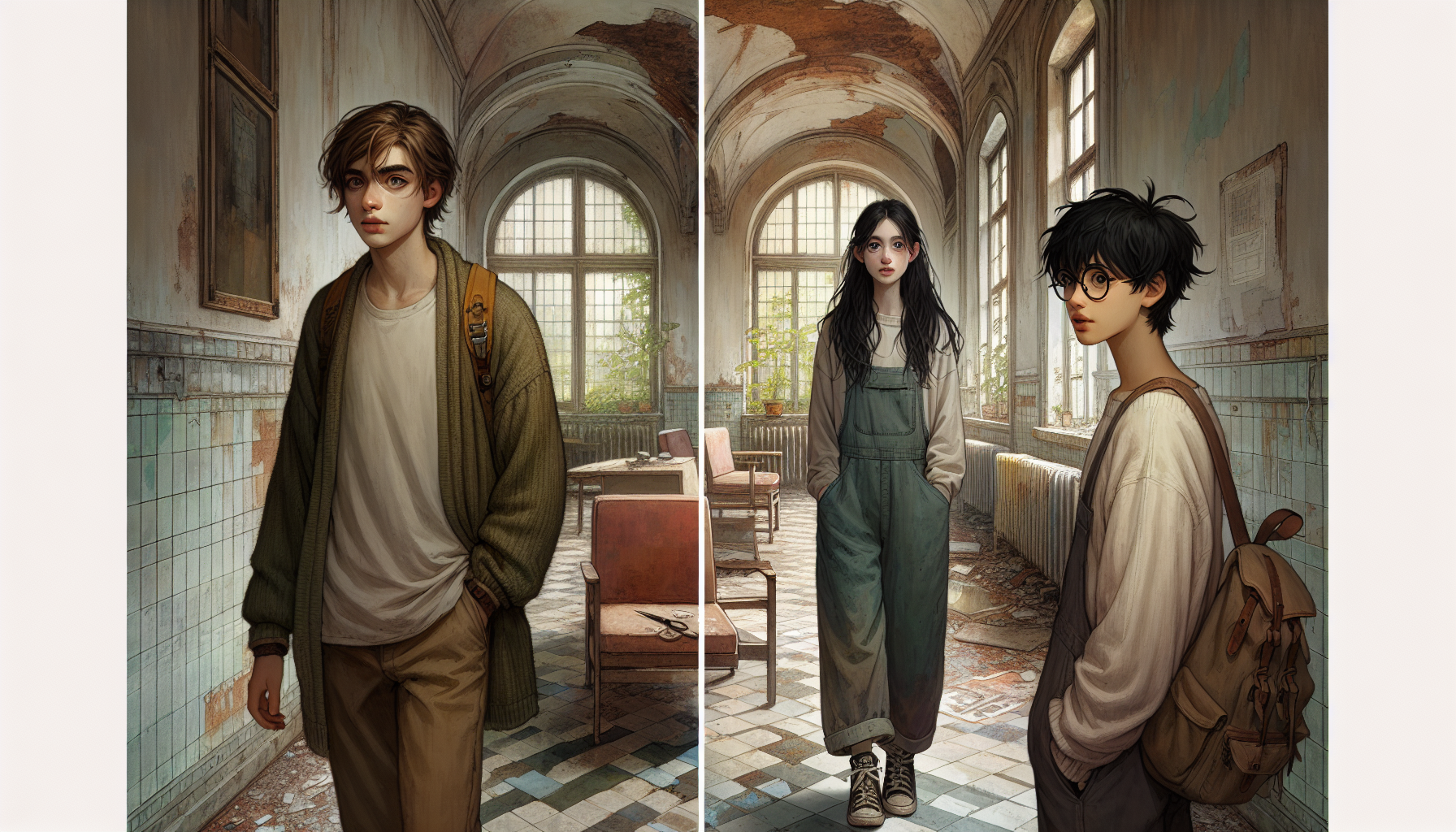 The trio explores the eerie and dilapidated Ravenswood Asylum interiors.
