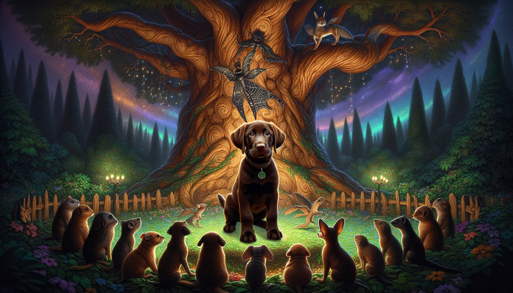 Chocolate giving an inspiring speech to the gathered creatures at Whispy's tree.