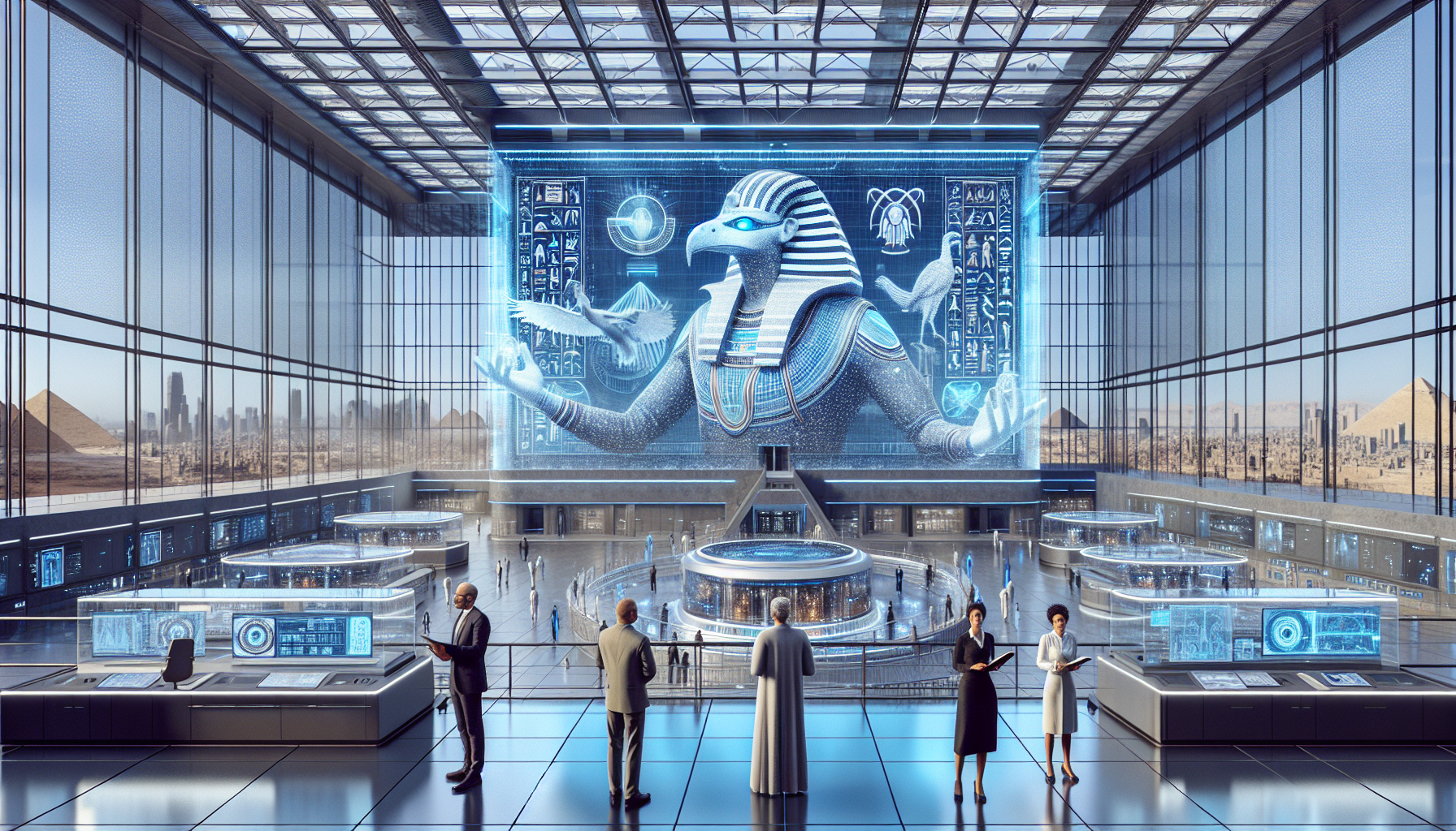 ANUBIS transforms into THOTH, an ibis-headed figure radiating ancient wisdom.