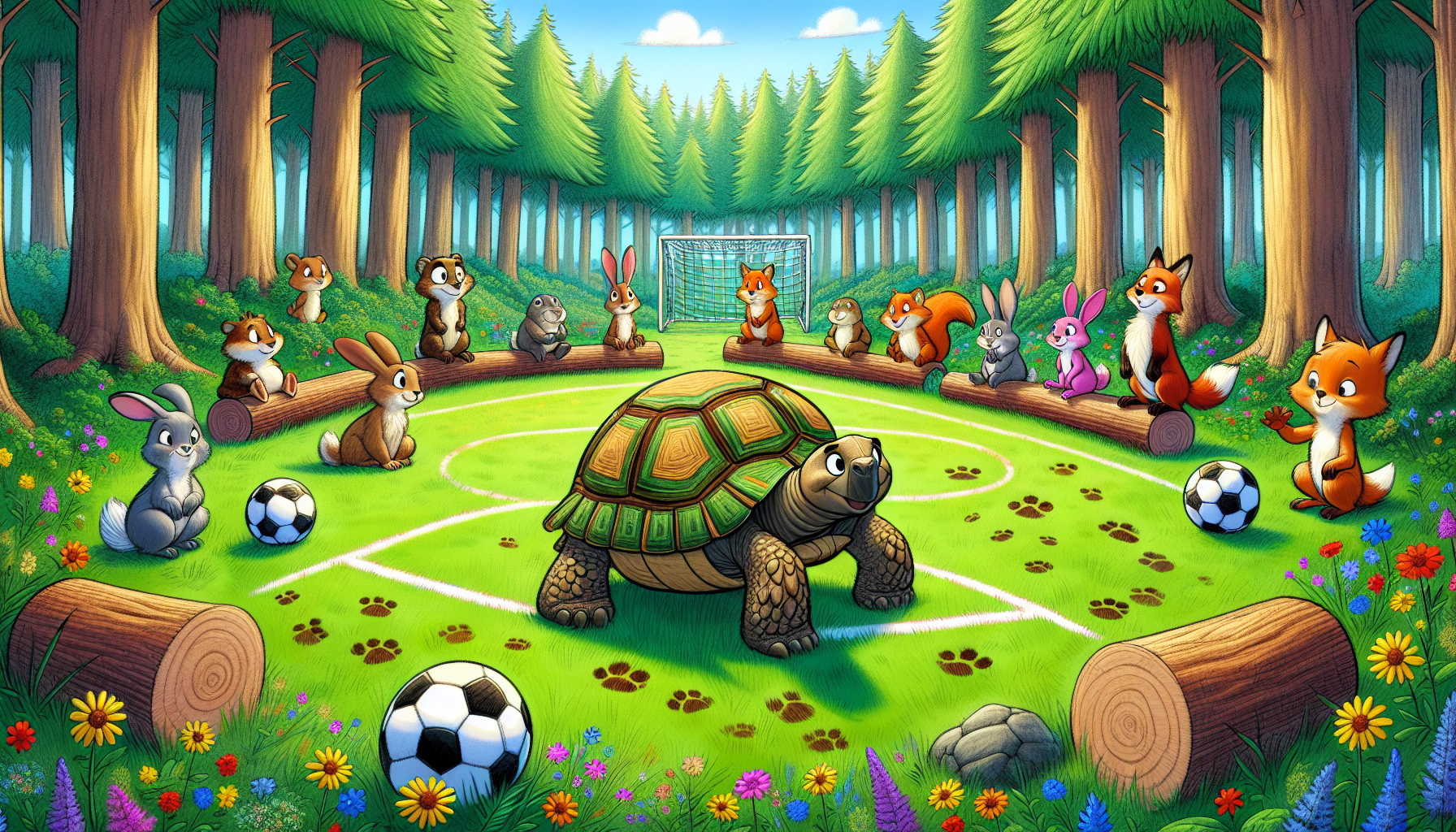 Nervous Terry with friends in a forest clearing before a soccer match.