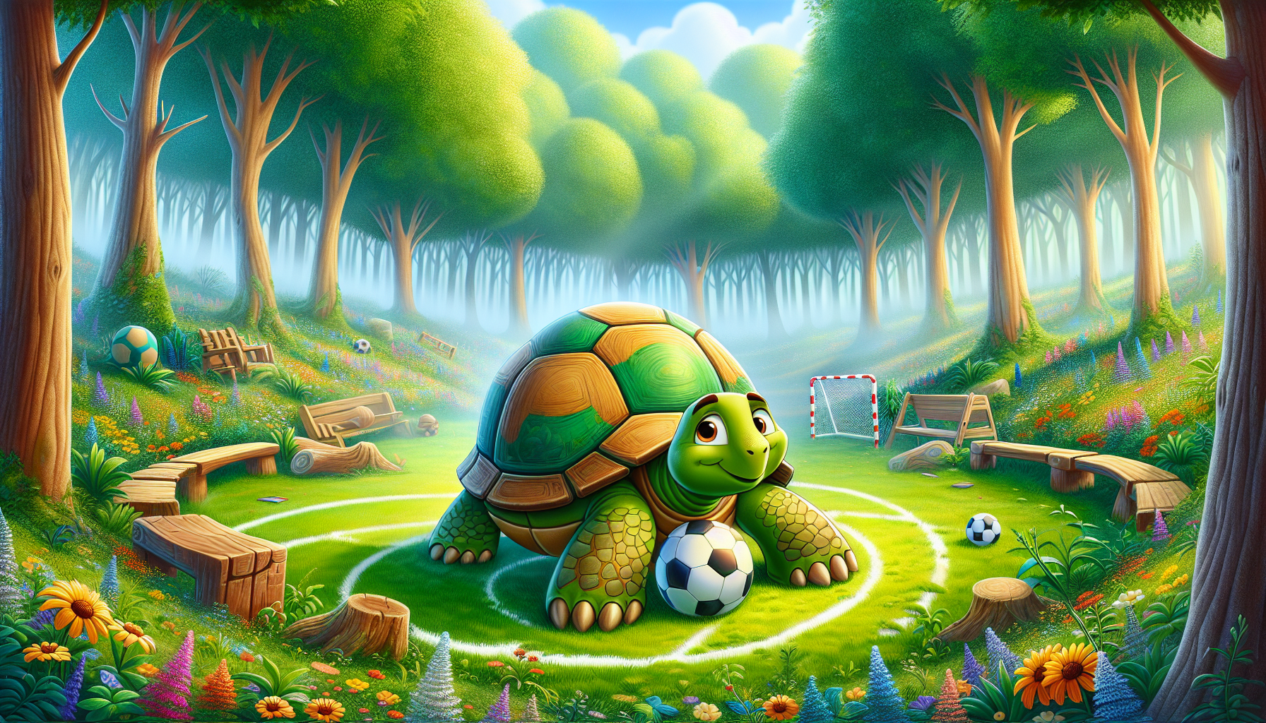 Empowered Terry using his shell to strategically play in the soccer game.