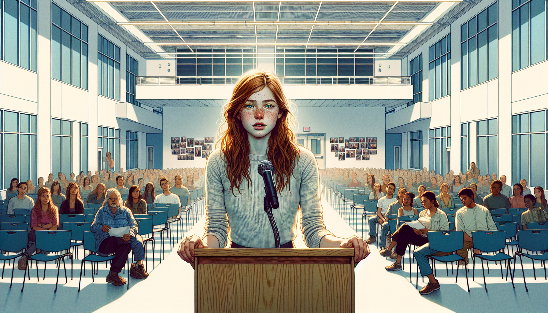 Sarah delivers a heartfelt speech during Alex's memorial service.