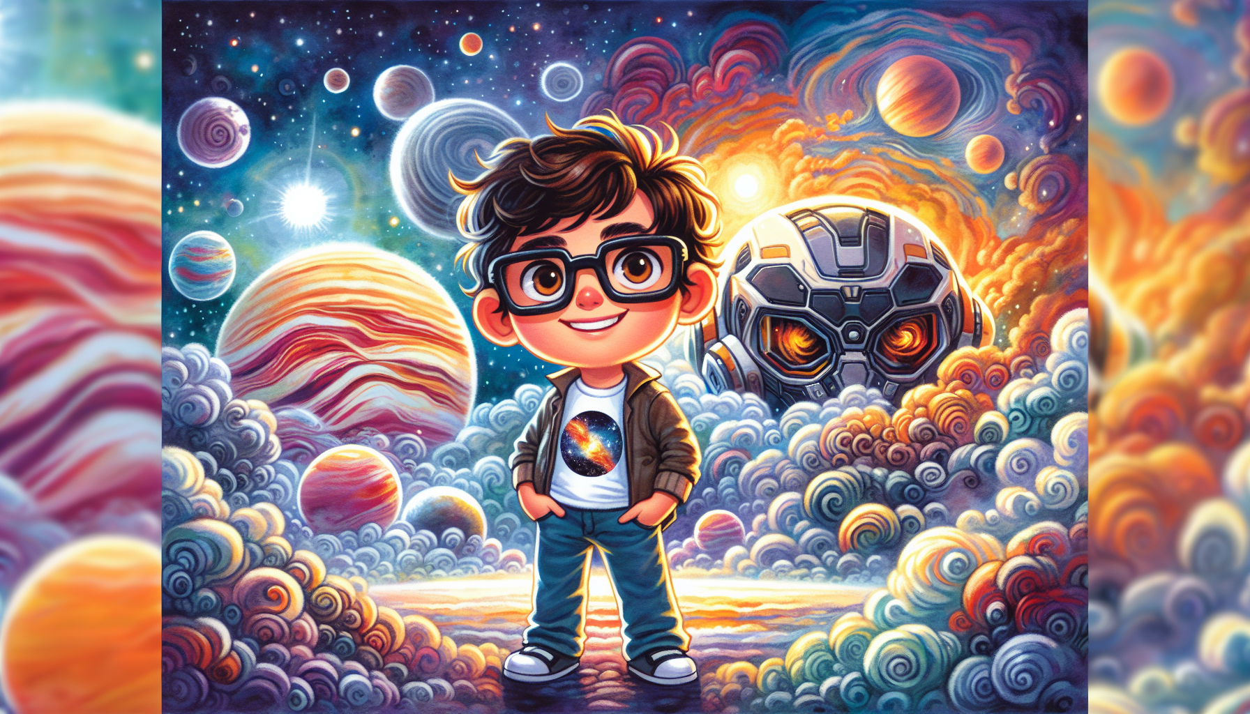 Jove showing Zack the Great Red Spot on Jupiter.